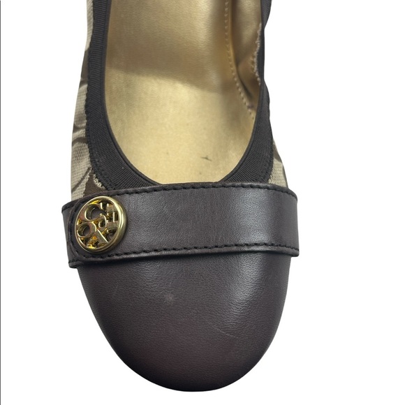 Coach Chelsey Chestnut Khaki Ballet Flats Gold Hardware Matte Calf Leather 8M - Picture 4 of 8
